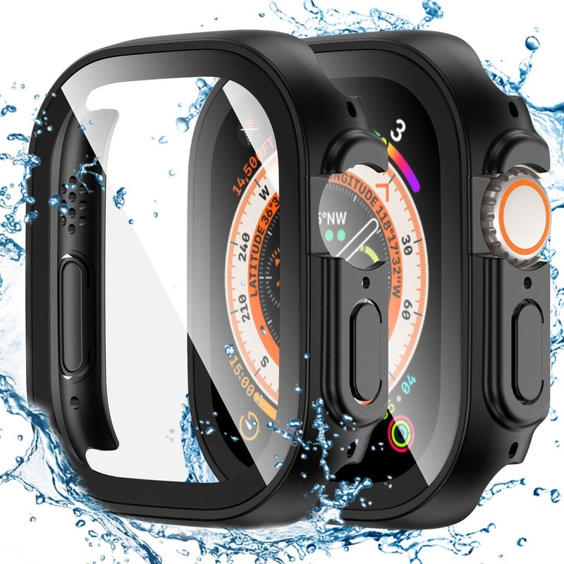 Tensea for Waterproof Apple Watch Screen Protector Case Ultra 3/Ultra 2/Ultra 49mm Accessories, iWatch Protective Face Cover with Tempered Glass Film Women Men, Bumper Case for iPhone Watch 49 mm - Image 1